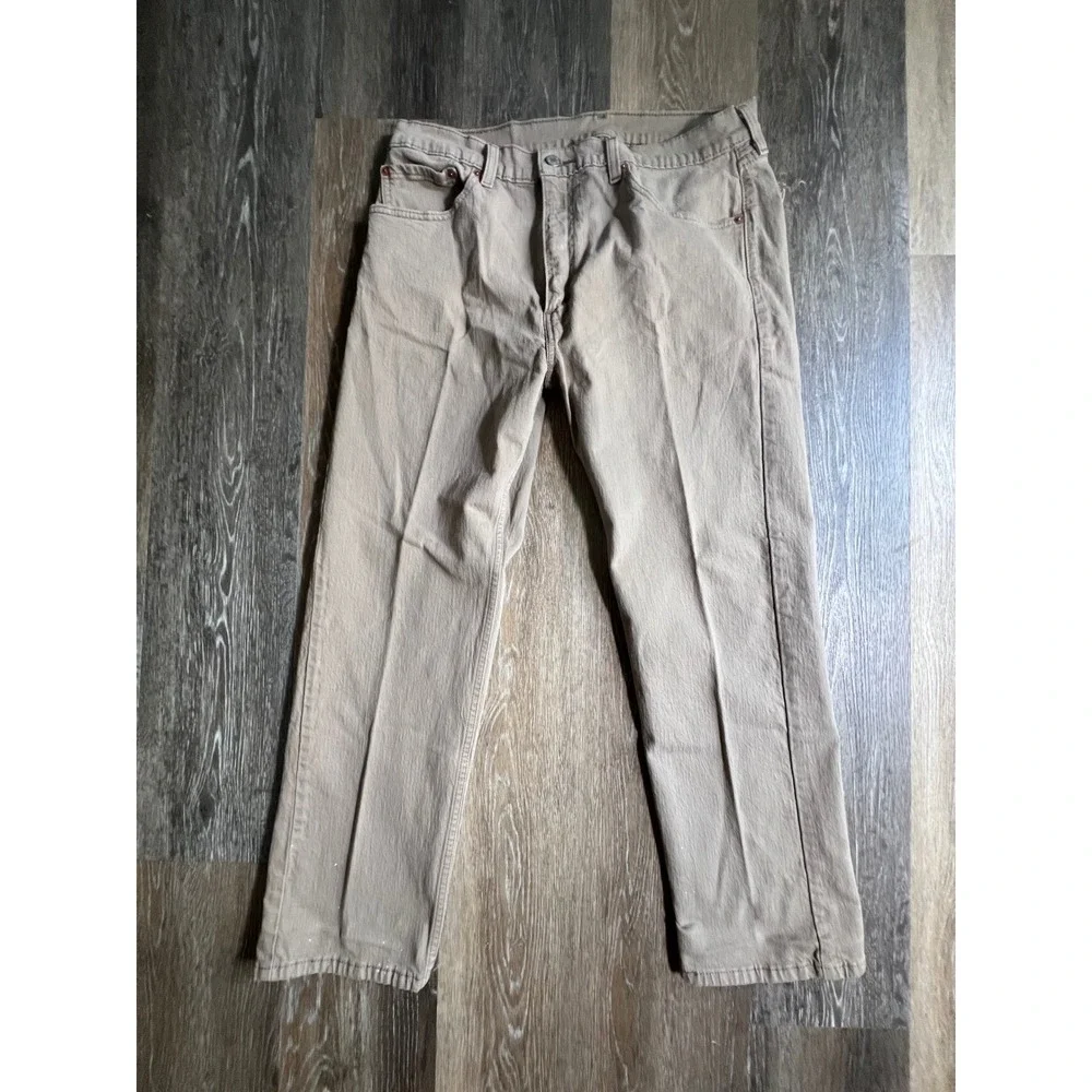 Levi's 505 Regular Fit Jeans Mens‎ 36x29 Tan Khaki Good Paint Splatter Straight